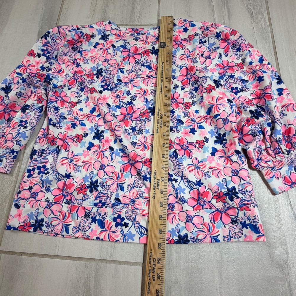 Lilly Pulitzer Corden Sweatshirt Party Like a Lobstar Floral Puff Sleeve Medium - Picture 6 of 6